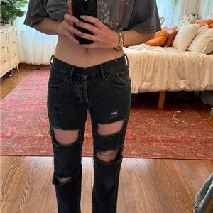 Distressed Black Women's Jeans